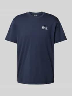Emporio Armani EA7 Blauw Katoenen T-shirt met Logo Blue Heren