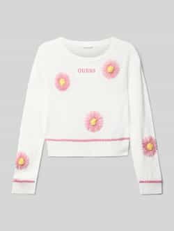 Guess Regular fit shirt met lange mouwen in gebreide look met gebloemde siergarnering