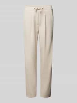 Monari Tapered fit stoffen broek met bandplooien