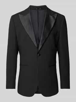 Selected Homme Zwarte blazer met glanzende revers en dubbele knopenrij Black Heren