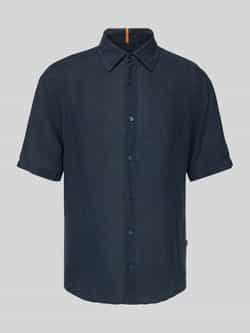 Boss Orange Regular fit linnen overhemd met 1 2-mouwen model 'Rash'