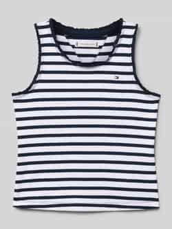 Tommy Hilfiger Tanktop ESSENTIAL RIB LACE TANK TOP met kant met logo-borduursel