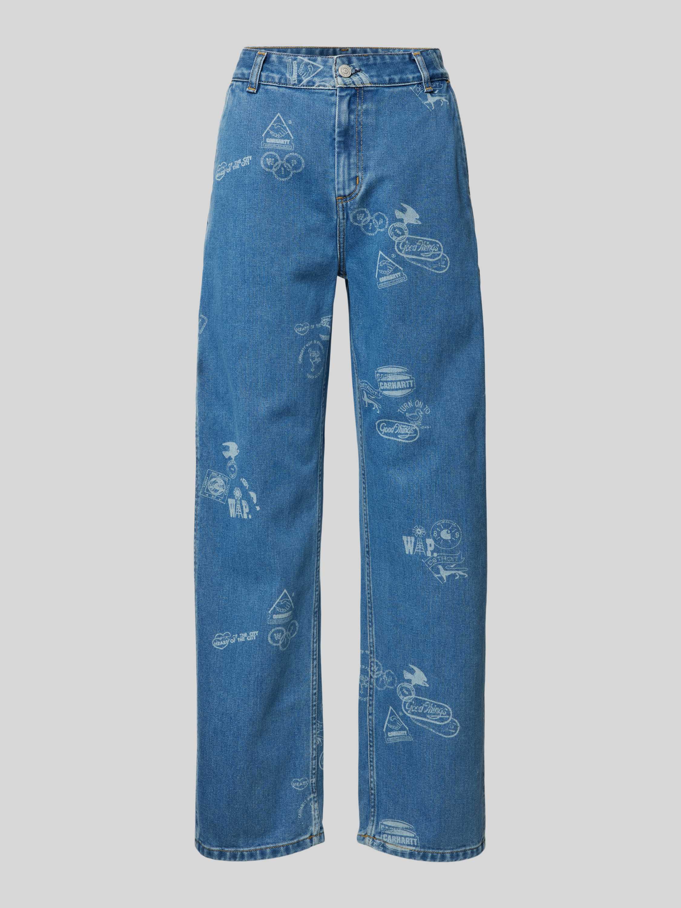 Carhartt Work In Progress Relaxed fit jeans met motief- en labelprint model 'STAMP'