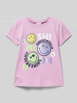 S.Oliver T-shirt met printopdruk roze Meisjes Katoen Ronde hals Printopdruk 104 110