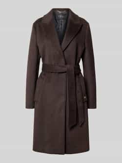 S.Oliver BLACK LABEL Regular fit lange wollen jas met tailleriem om te strikken