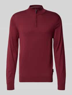 HECHTER PARIS Gebreide pulllover met opstaande kraag en ritssluiting