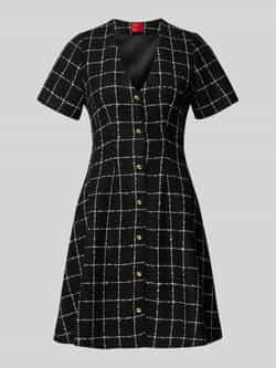 HUGO Getailleerde kokerjurk met ruitjesmotief model 'KIKLA'