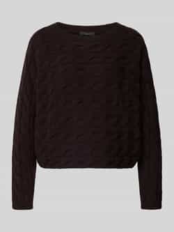 Oui Gebreide pullover met kabelpatroon en ronde hals