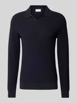 Lindbergh Gebreide pullover met structuurmotief en platte kraag