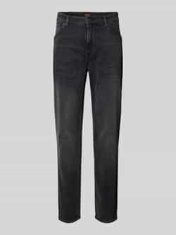 Hugo Boss Stretch-Denim Jeans met Tapered Been Black Heren