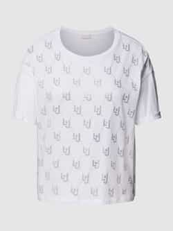 Liu Jo Rhinestone Embellished Monogram Wit T-shirt White Dames