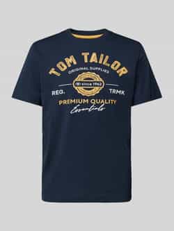 Tom Tailor Regular fit T-shirt van puur katoen met labelprint