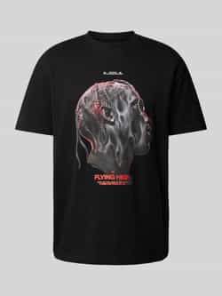 Mister tee T-shirt met motief- en statementprint model 'FLYING HIGH'