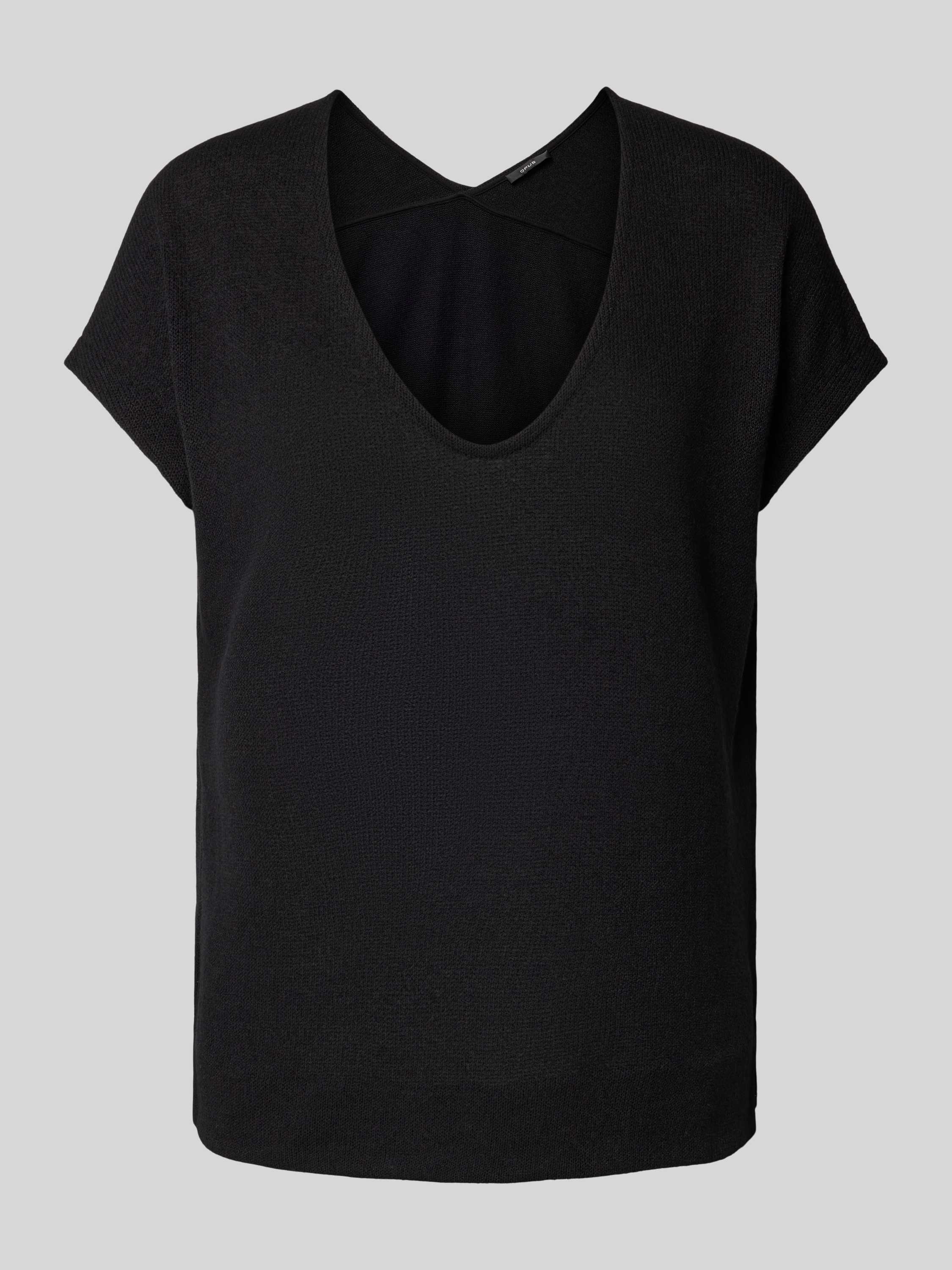 Opus Gebreid shirt met diepe ronde hals model 'SIRUKUS'