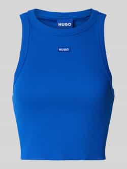 Hugo Blue Korte top met labeldetail en ronde hals