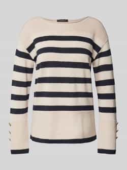 Betty Barclay Gestreepte Gebreide Trui met Geknoopte Mouwen Beige Dames
