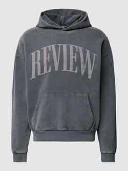 REVIEW Hoodie met labelprint en kangoeroezak