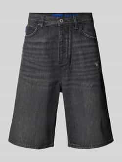 Hugo Blue Baggy fit jeansbermuda in destroyed-look model 'MASON'