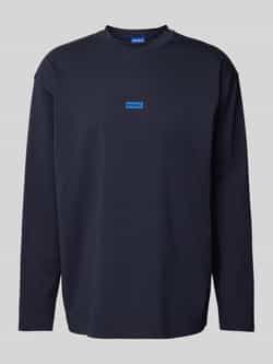 Hugo Blue Shirt met lange mouwen en labelprint model 'Nichaboso'