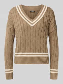 Lauren Ralph Lauren Gebreide pullover met kabelpatroon en V-hals model 'TEDURPH'
