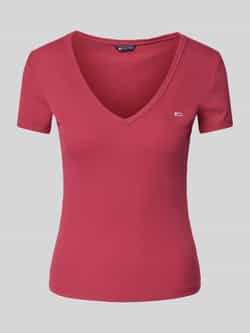 Tommy Hilfiger Overhemd Geribbeld VNeck T-shirt met korte mouwen