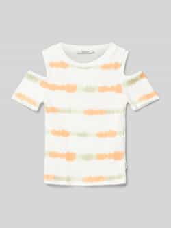 Garcia dip-dye T-shirt wit oranje geel Meisjes Katoen Ronde hals Dip-dye 152 158