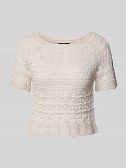 Marc Cain Korte gebreide pullover met broderie anglaise