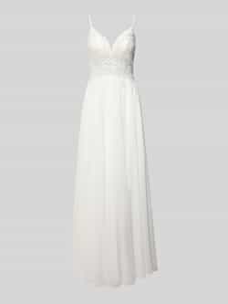 Luxuar Regular fit bruidsjurk met gebloemd kant