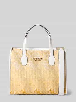 Guess Stro Tote Tas met All-Over Logo Beige Dames