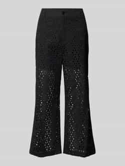 Liu Jo White Wide leg broek met broderie anglaise