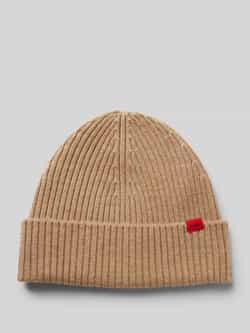 HUGO Beanie van scheerwol met labelpatch model 'Xola'