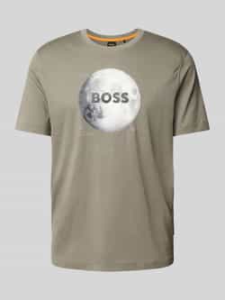Boss Orange T-shirt met motief- en labelprint model 'Moon'