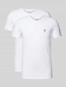 Guess T-shirt met V-hals in een set van 2 stuks model 'CALEB HERO'