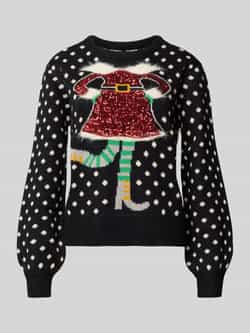 Vero Moda Regular fit kersttrui met paillettenmotief model 'SSPARKLE ELFIE'