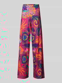Oui Stoffen broek met all-over motief