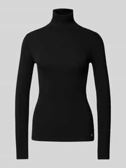 CALVIN KLEIN Dames Truien & Vesten Woven Label Roll Neck Sweater Zwart