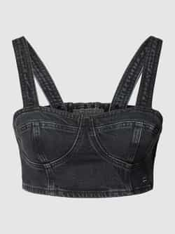 Tommy Jeans Recycled Katoenen Bustier Top Black Dames