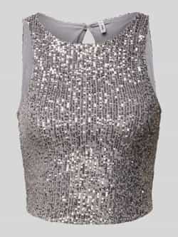 Only Sequins Korte Top voor Modebewuste Vrouwen Gray Dames