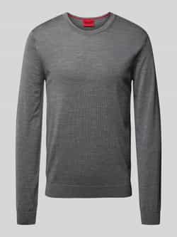 HUGO Pullover van scheerwol met labelstitching model 'Cedric'