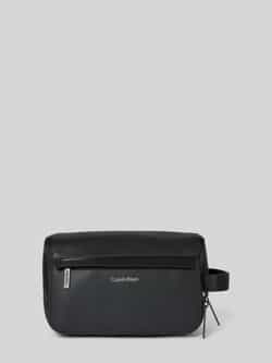 Calvin Klein Zwarte PU-leren toilettas Black Heren