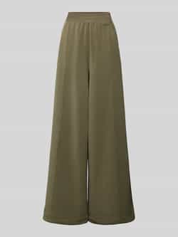 Boss Orange Wide leg stoffen broek met labelstitching model 'Ecara'