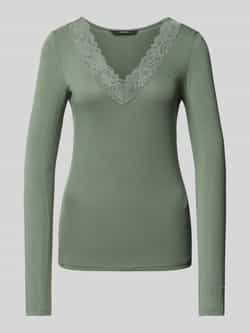 Vero Moda Shirt met V-hals VMROSA LS V-NECK LACE TOP GA JRS NOOS