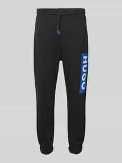 Hugo Blue Regular fit sweatpants met labelprint model 'Nuram'