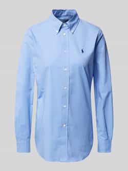 Polo Ralph Lauren Geborduurde Pony Button-Down Overhemden Blue Dames