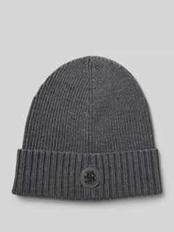 Boss Beanie van scheerwol met labeldetail model 'Fati'