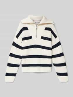 Tommy Hilfiger Schipperstrui STRIPE HALF ZIP SWEATER Kinderen tot 16 jaar met logo-opdruk