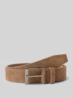 Hugo Boss Beige Suède Leren Riem met Logo Gesp Beige Heren