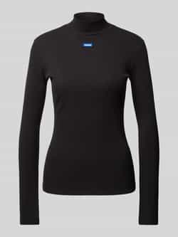 Hugo Blue Shirt met lange mouwen en geribde opstaande kraag