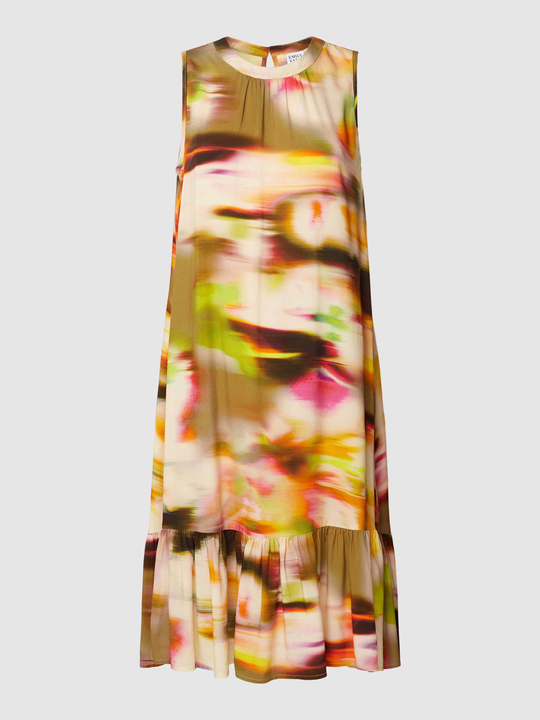 Emily Van den Bergh Knielange jurk van viscose met all-over motief model 'Blurry'