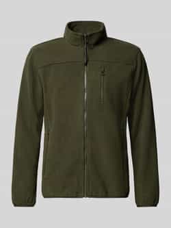 Lerros Fleecejack met opstaande kraag en labeldetail
